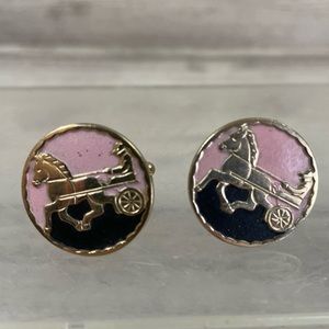 Cufflinks Classic Antique Model Steam Car Automobile Unknown Maker Vintage 7/8"